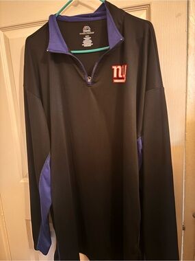 Majestic Black Pullover with Purple Accents and Red Logo